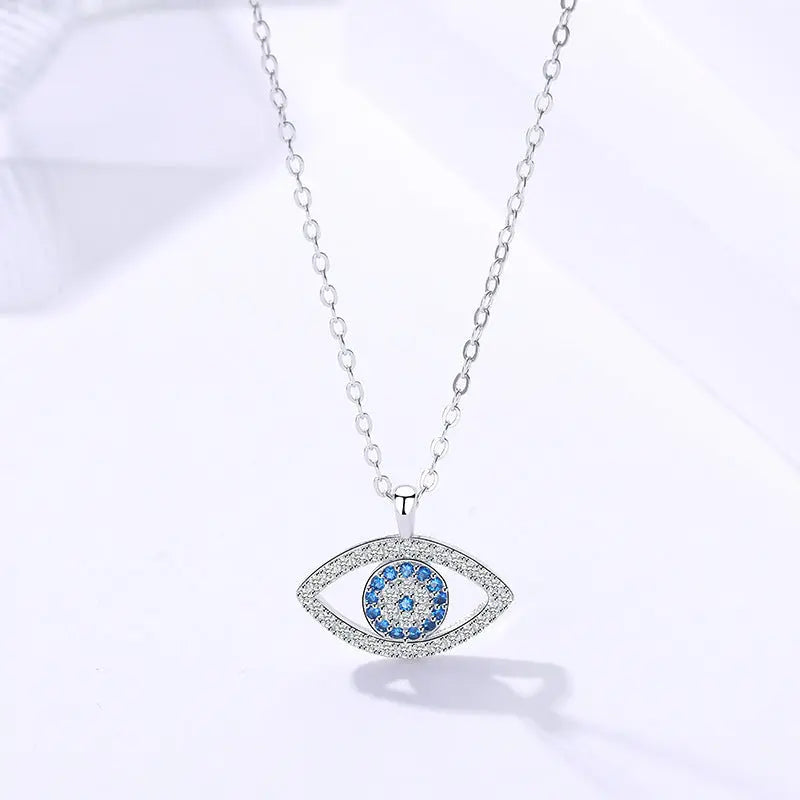 925 Sterling Silver Evil Eye Necklace – Elegant Korean Style Pendant - Reggae Kush