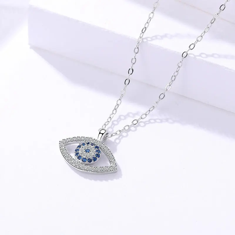 925 Sterling Silver Evil Eye Necklace – Elegant Korean Style Pendant - Reggae Kush