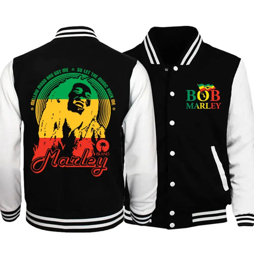 Bob Marley Baseball Hoodie - Reggae Style Jacket - One Love Fashion - Reggae Kush