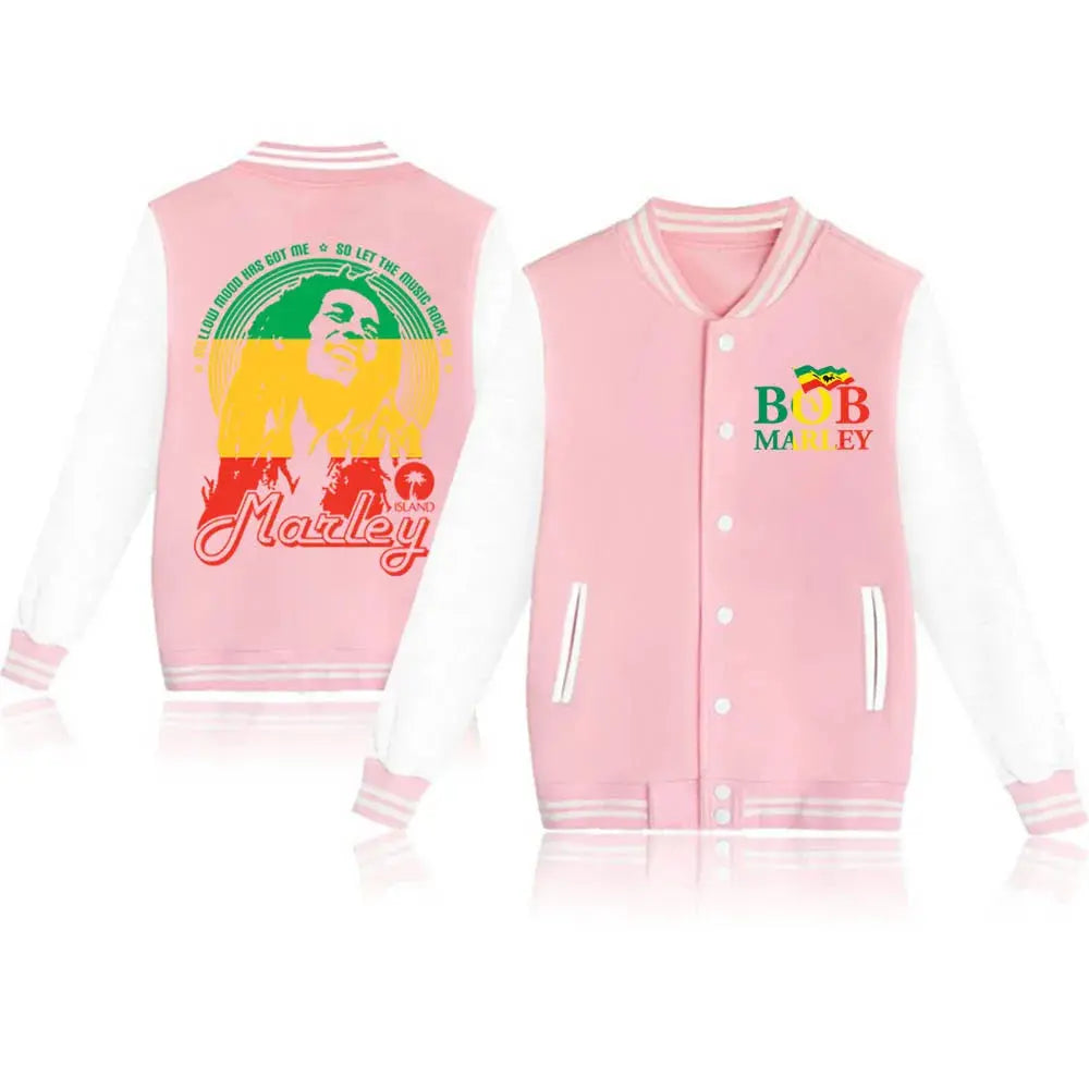 Bob Marley Baseball Hoodie - Reggae Style Jacket - One Love Fashion - Reggae Kush