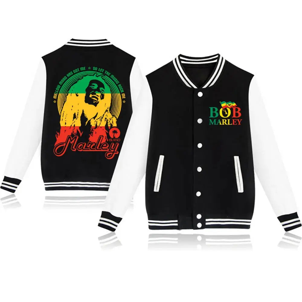 Bob Marley Baseball Hoodie - Reggae Style Jacket - One Love Fashion - Reggae Kush