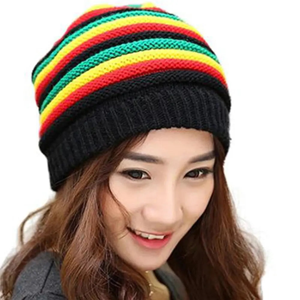Handmade Reggae Rasta Tam - Authentic Striped Hat with Dreadlock Fit - Reggae Kush