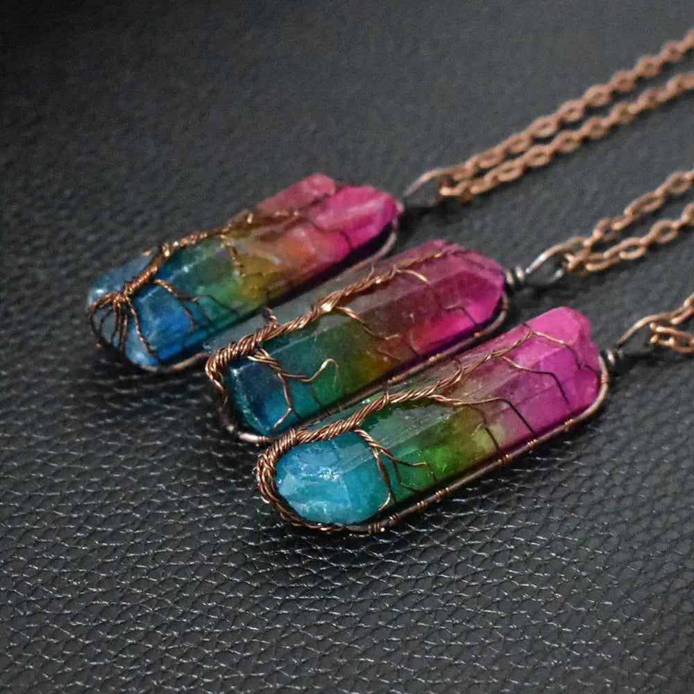Hot Selling Stone Crystal Pillar Necklace – Tree of Life Pendant - Reggae Kush