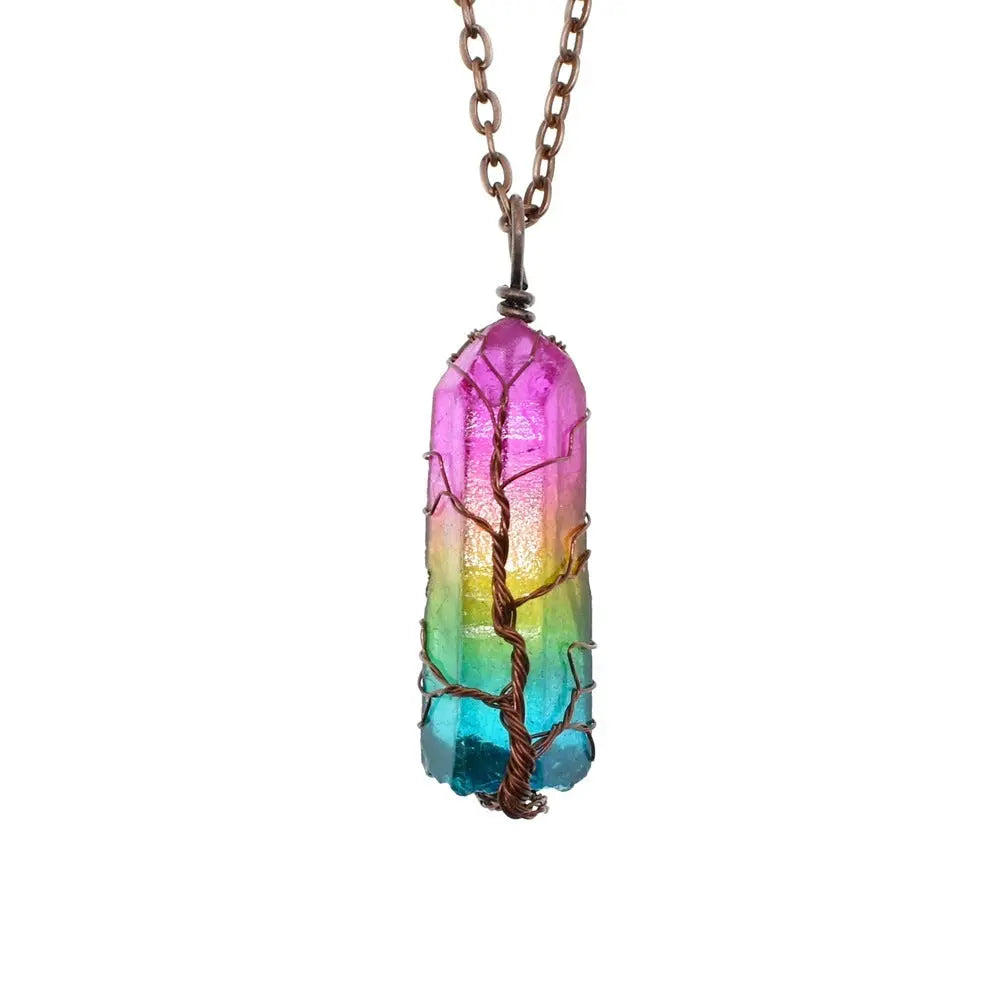 Hot Selling Stone Crystal Pillar Necklace – Tree of Life Pendant - Reggae Kush