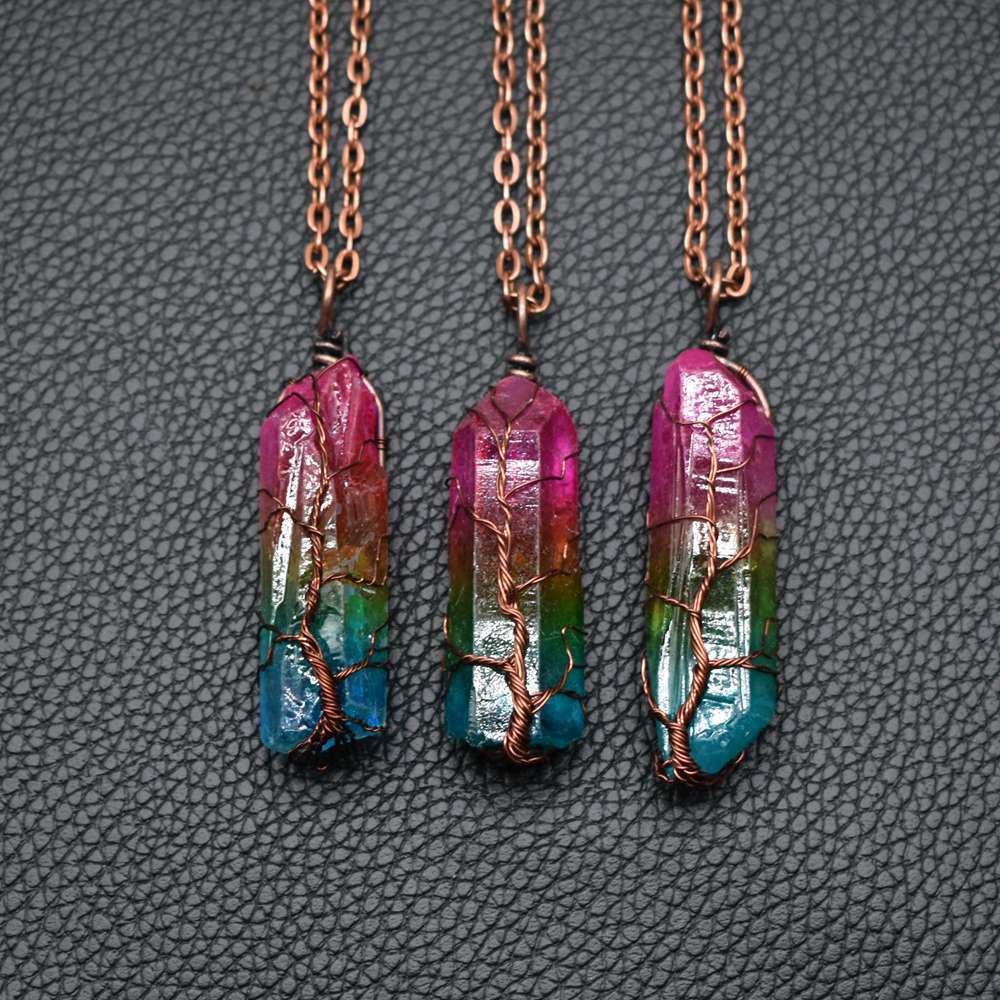 Hot Selling Stone Crystal Pillar Necklace – Tree of Life Pendant - Reggae Kush