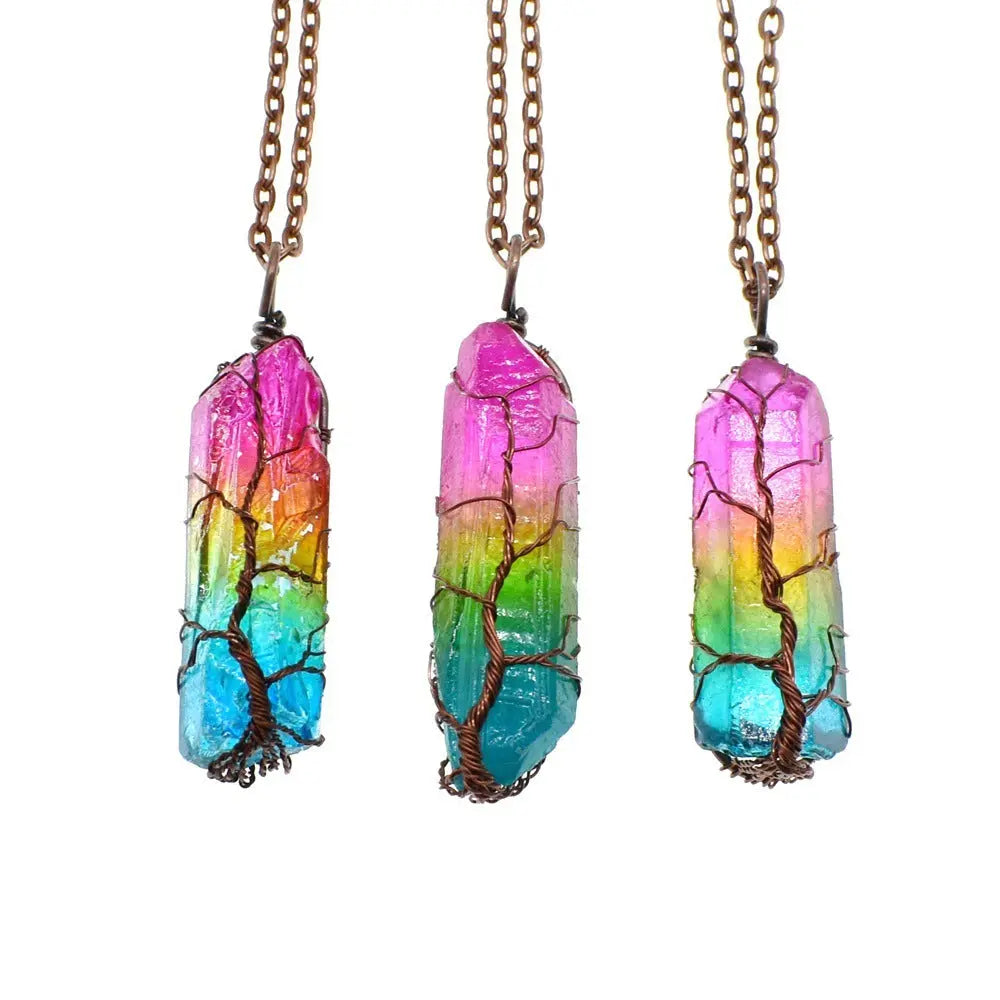 Hot Selling Stone Crystal Pillar Necklace – Tree of Life Pendant - Reggae Kush