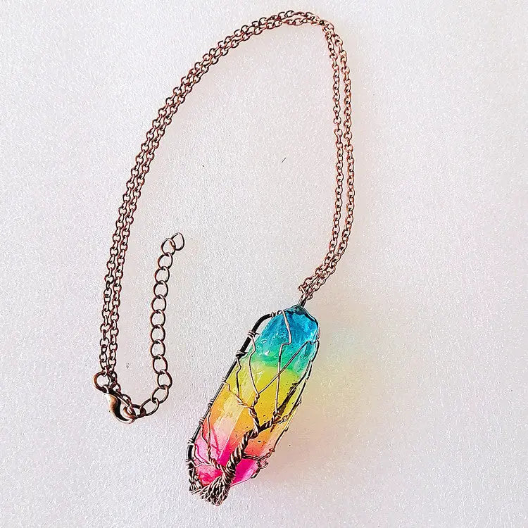 Hot Selling Stone Crystal Pillar Necklace – Tree of Life Pendant - Reggae Kush