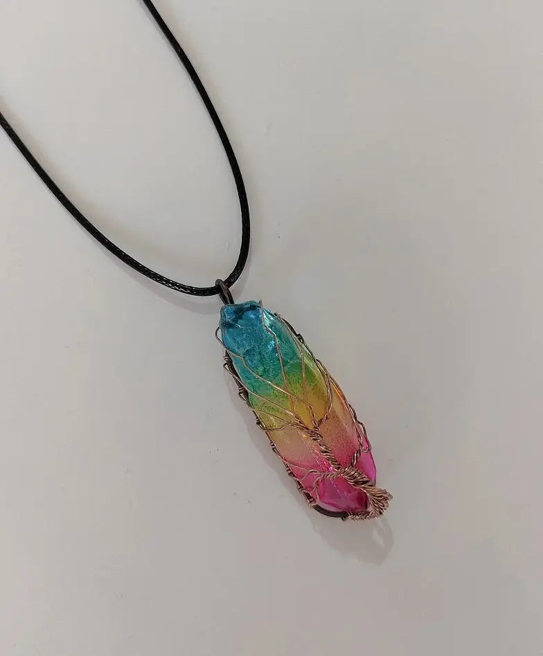 Hot Selling Stone Crystal Pillar Necklace – Tree of Life Pendant - Reggae Kush