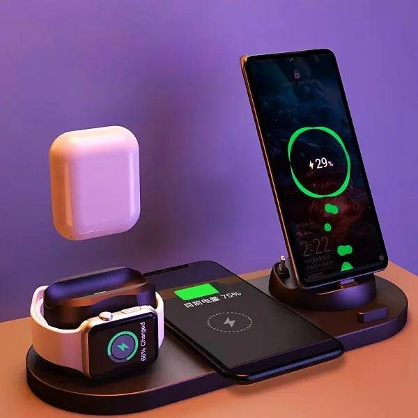 IrieCharge™ 6-in-1 Wireless Charger - iPhone & Apple Watch - 15W Fast Charging - Reggae Kush