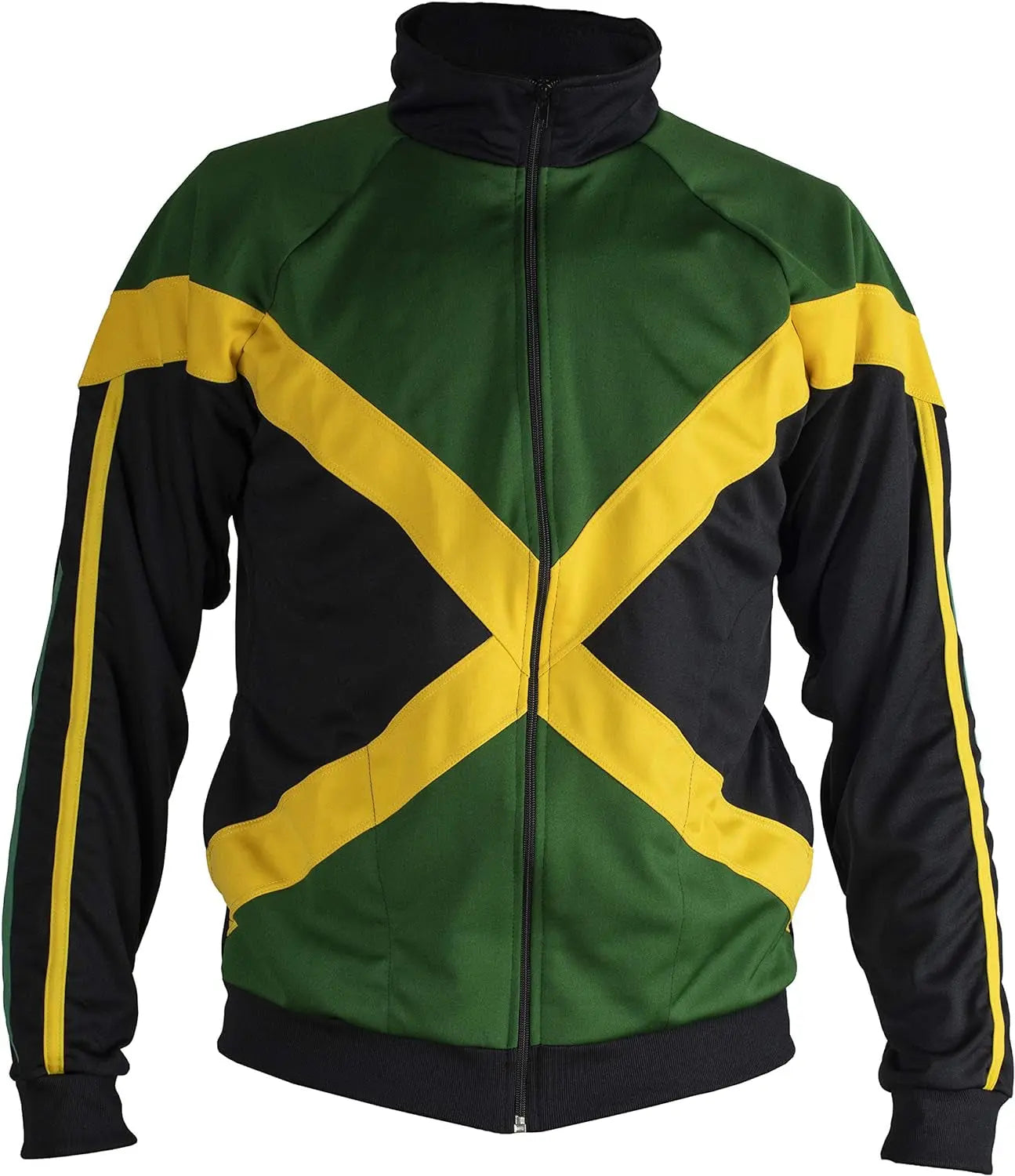 Long Sleeved Reggae Zip-Up Jacket - Unisex (Black, Green and Yellow) - XXL - Reggae Kush