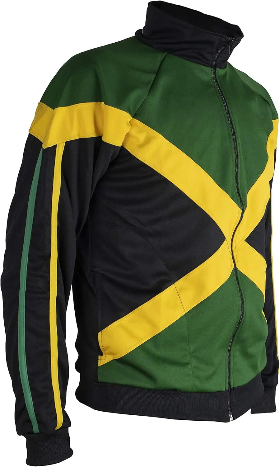 Long Sleeved Reggae Zip-Up Jacket - Unisex (Black, Green and Yellow) - XXL - Reggae Kush