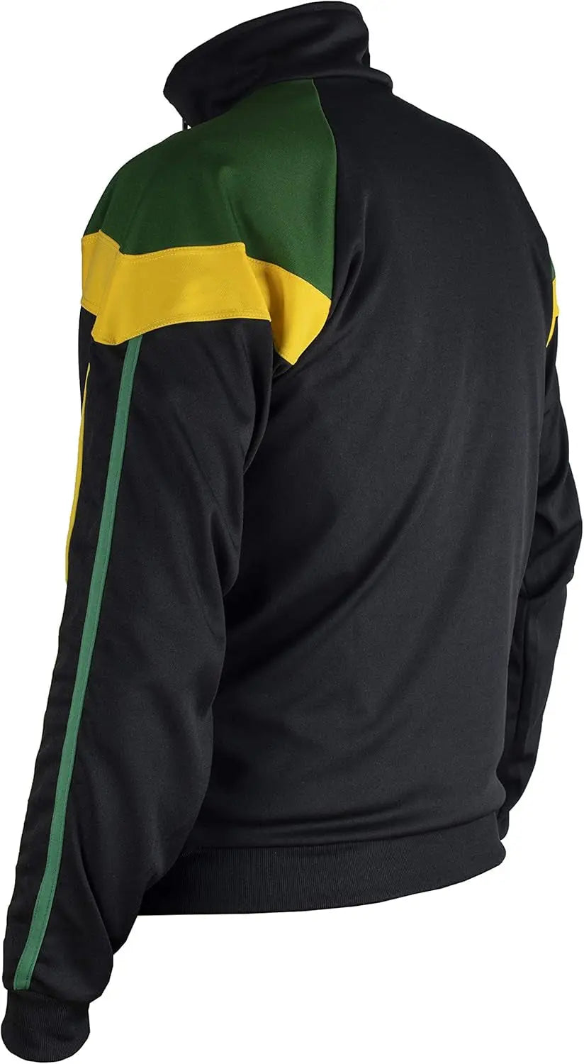 Long Sleeved Reggae Zip-Up Jacket - Unisex (Black, Green and Yellow) - XXL - Reggae Kush