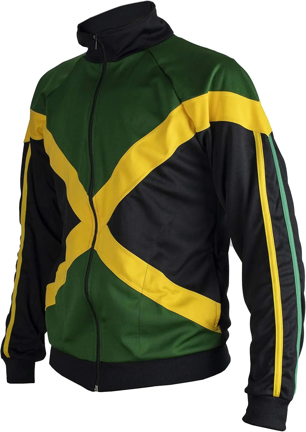 Long Sleeved Reggae Zip-Up Jacket - Unisex (Black, Green and Yellow) - XXL - Reggae Kush