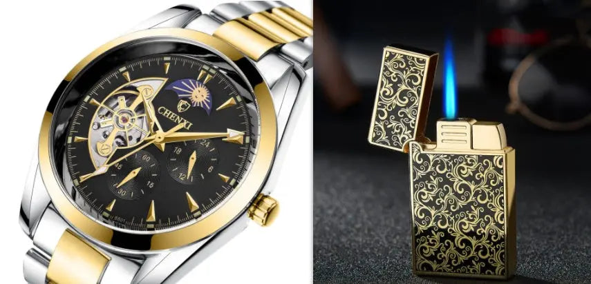 Men's Business Quartz Watch – Luminous Moon Phase Stainless Steel Timepiece - Reggae Kush