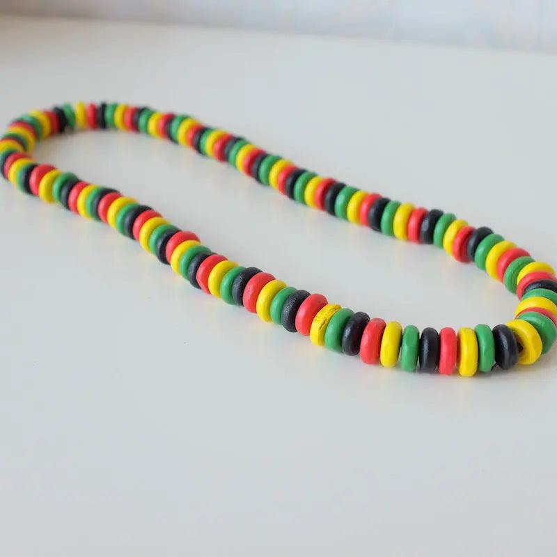 Rasta Jamaican Wooden Bead Bracelet - Reggae Kush Unity Jewelry - Handmade - Reggae Kush
