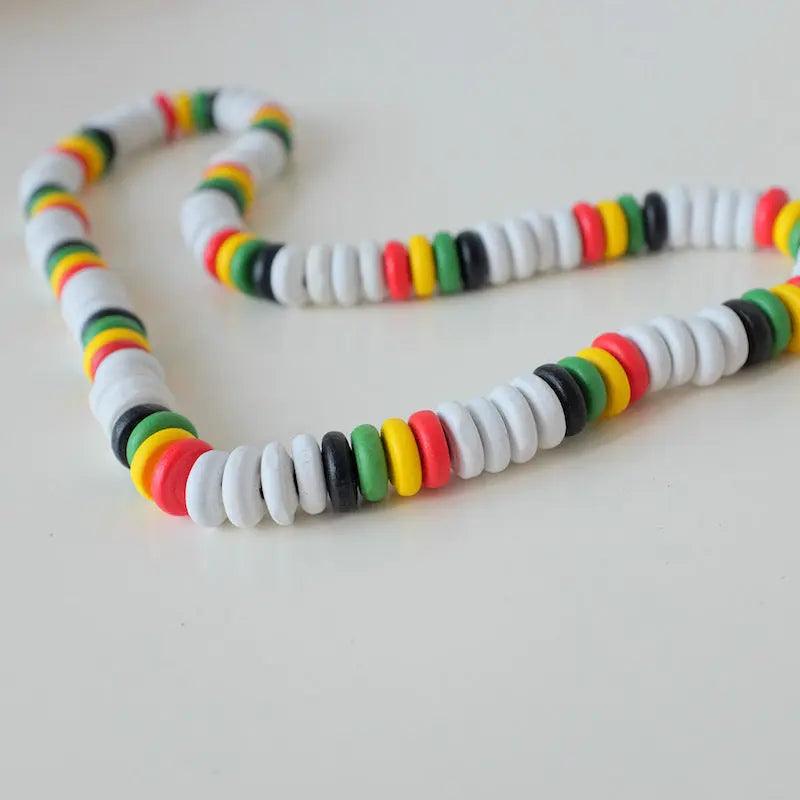 Rasta Jamaican Wooden Bead Bracelet - Reggae Kush Unity Jewelry - Handmade - Reggae Kush