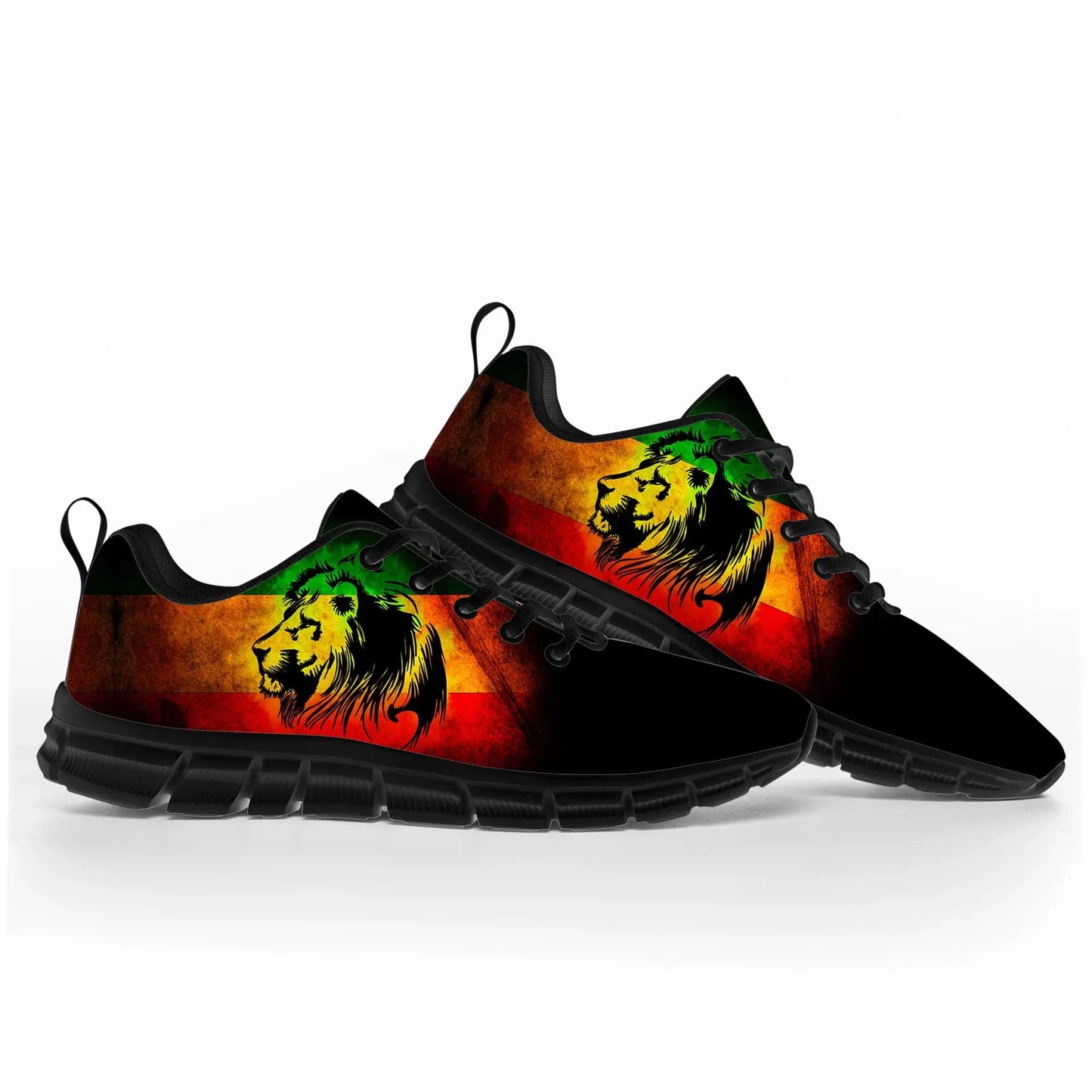 Reggae Kush Lion Shoes - Rastafarian Style, Comfortable Sneakers for Irie Vibes - Reggae Kush