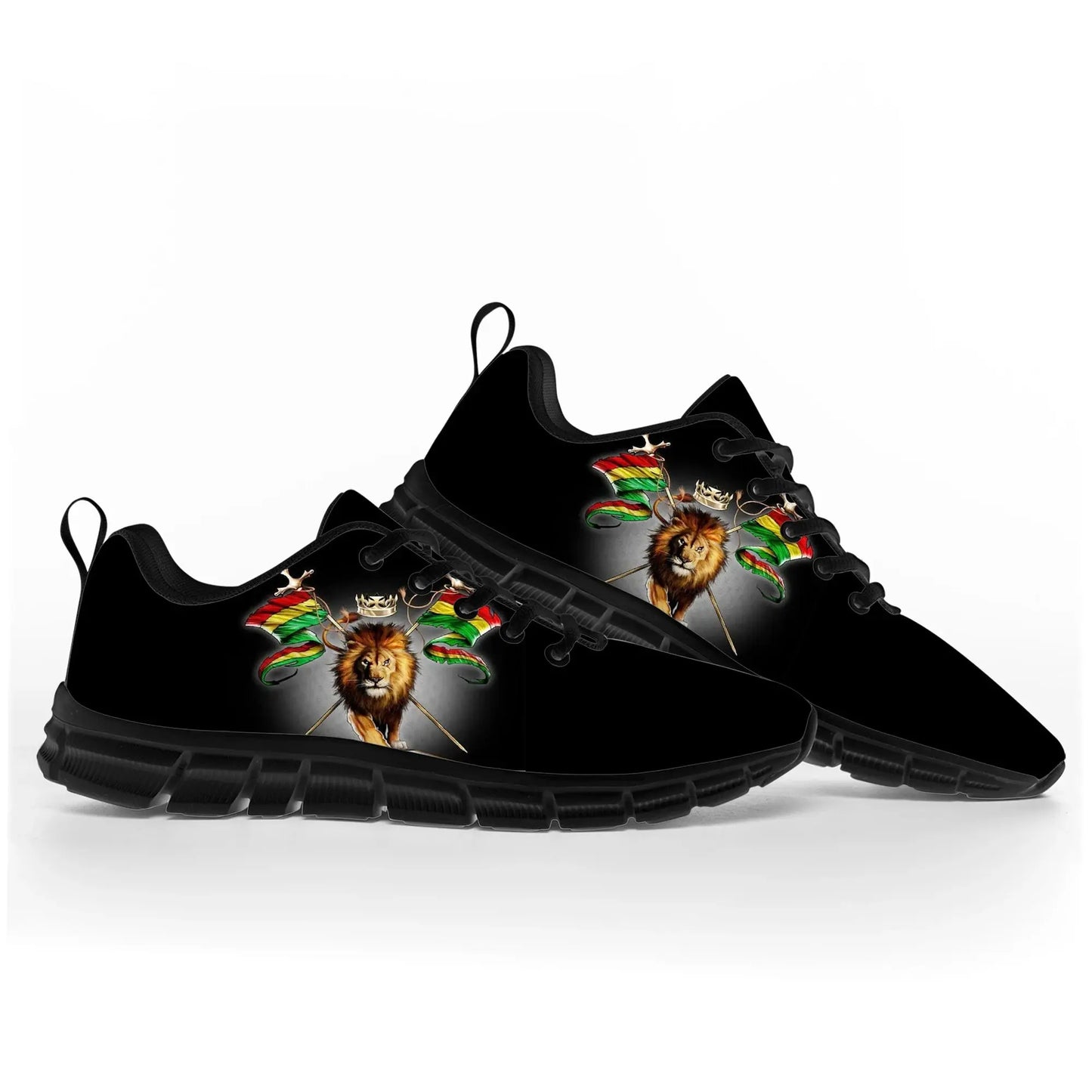 Reggae Kush Lion Shoes - Rastafarian Style, Comfortable Sneakers for Irie Vibes - Reggae Kush