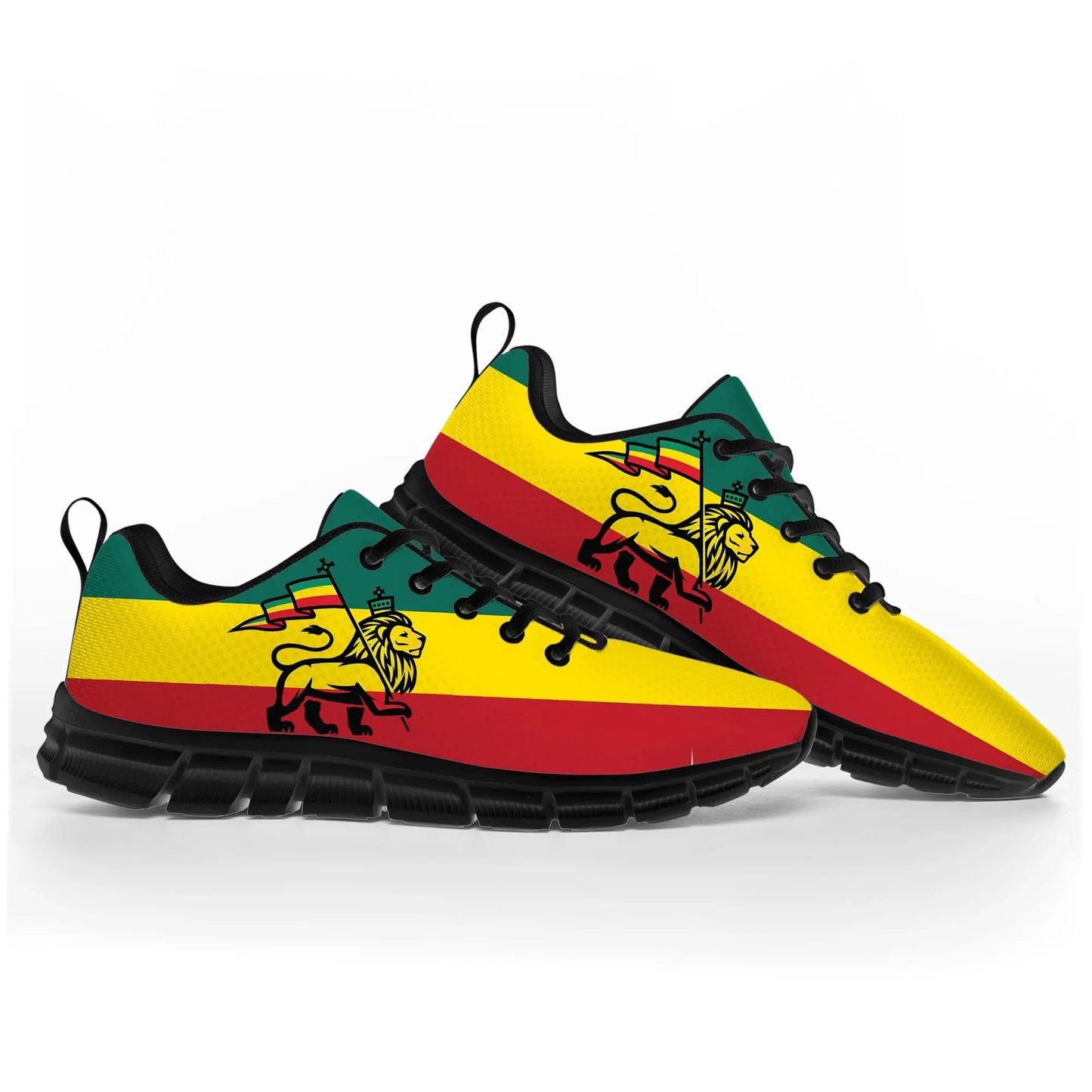 Reggae Kush Lion Shoes - Rastafarian Style, Comfortable Sneakers for Irie Vibes - Reggae Kush