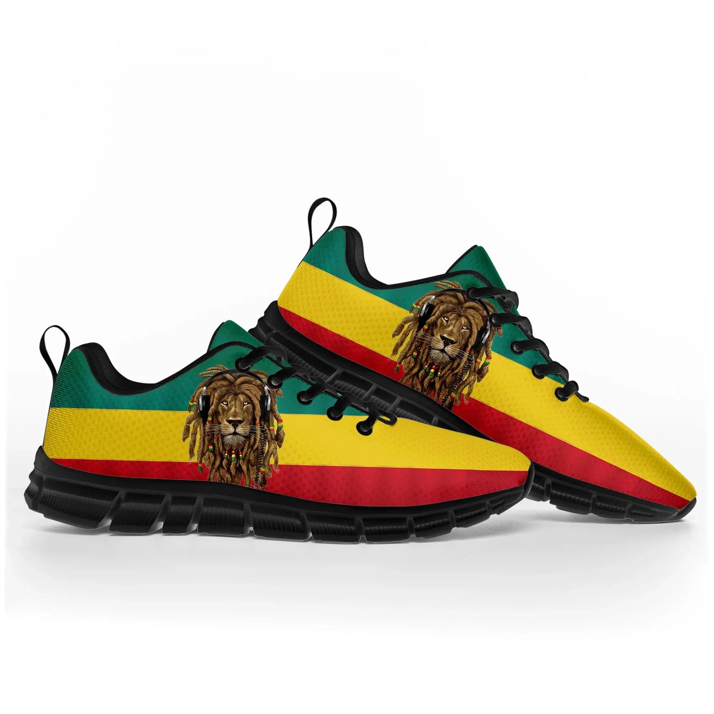 Reggae Kush Lion Shoes - Rastafarian Style, Comfortable Sneakers for Irie Vibes - Reggae Kush