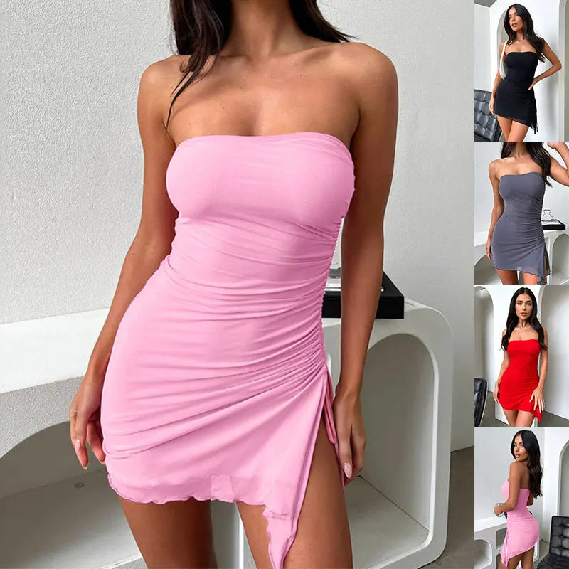 Reggae Kush Tube Top Mini Dress - Strapless Split Dress - Irie Vibes - Reggae Kush