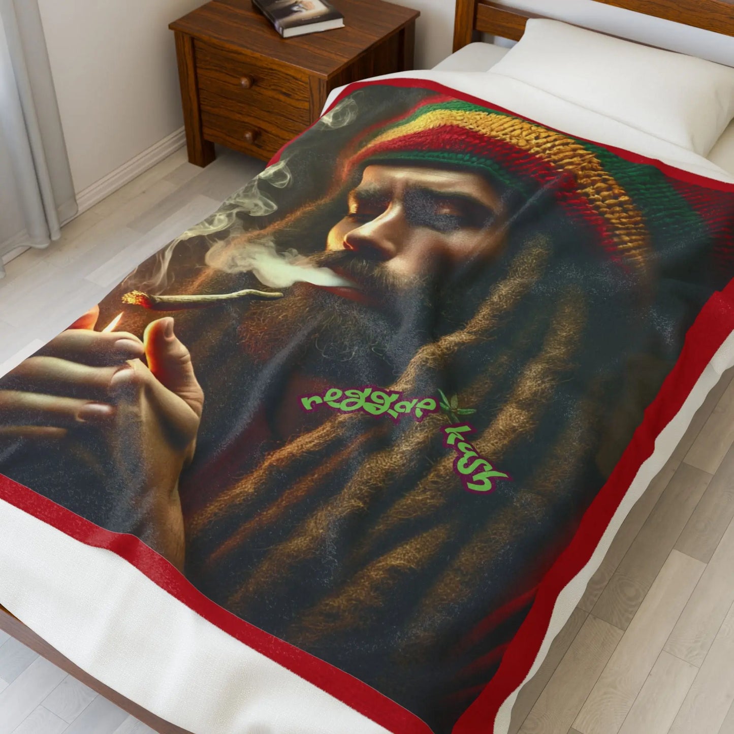 Reggae Kush Velveteen Plush Blanket: Irie Vibes & Cozy Comfort - Reggae Kush