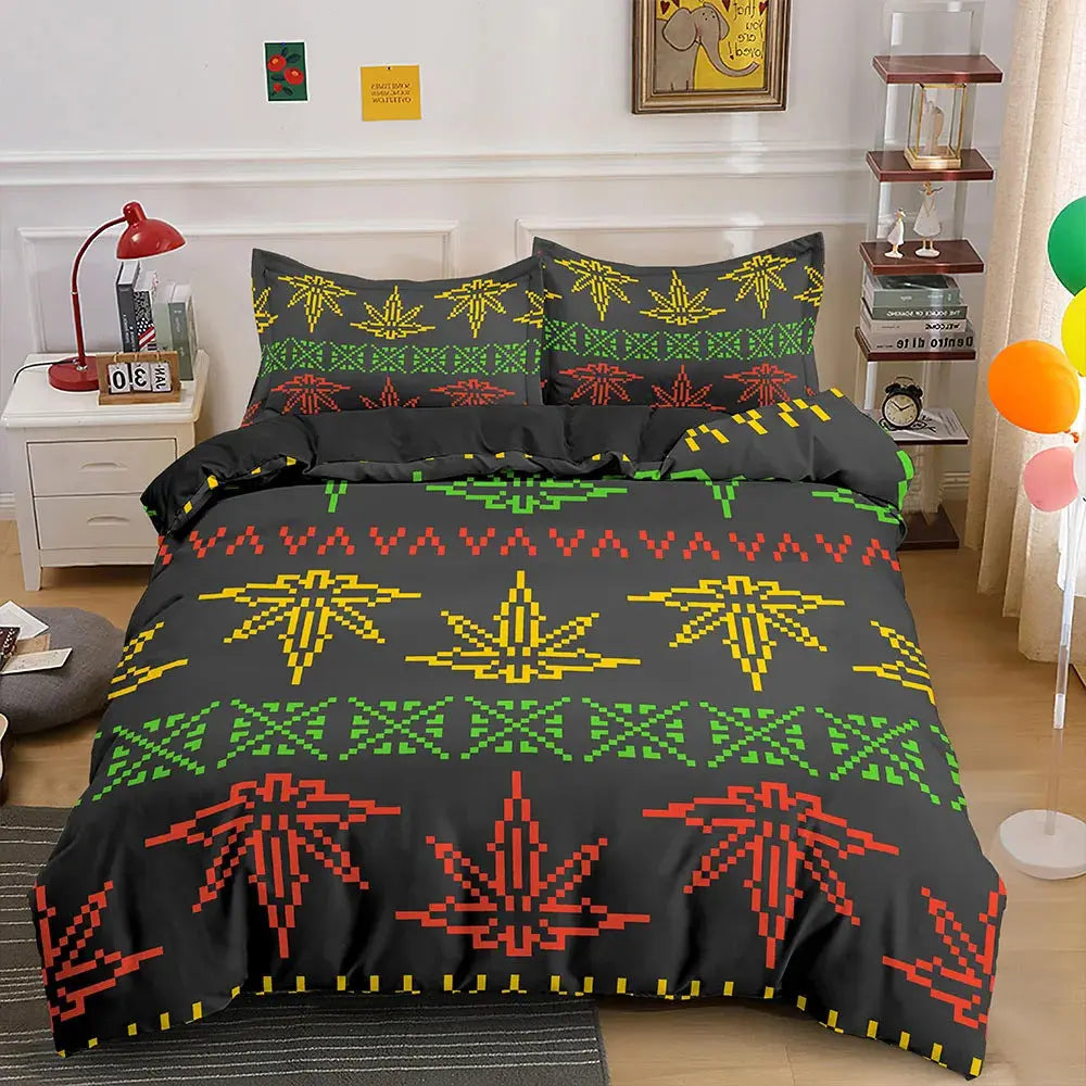 Weed Leaf Bedding Set - Reggae Kush