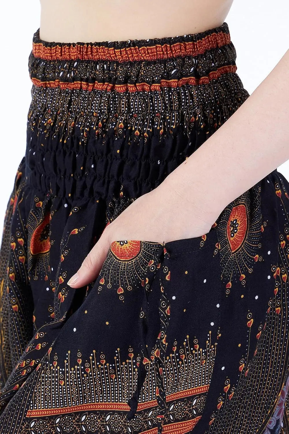 Women's Smocked Waist Boho Flowy Yoga Harem Pants Clothes - Reggae Kush