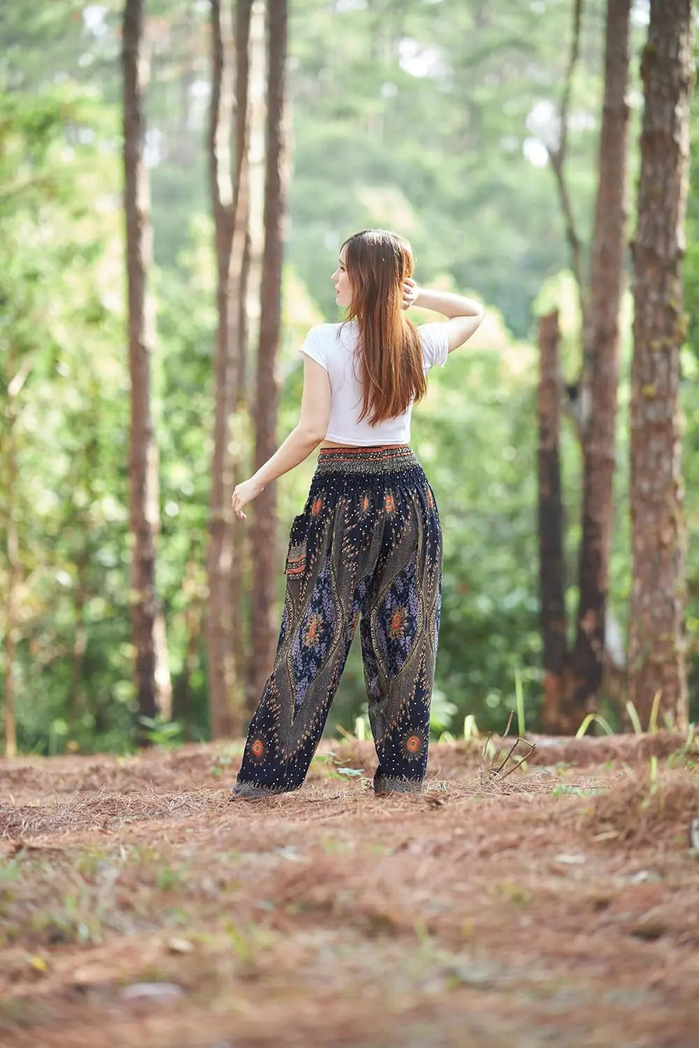 Women's Smocked Waist Boho Flowy Yoga Harem Pants Clothes - Reggae Kush
