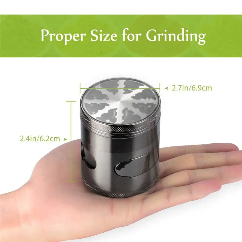 Zinc Alloy 4-Piece, 3-Chamber Grinder - 2.4 Inch - Reggae Kush