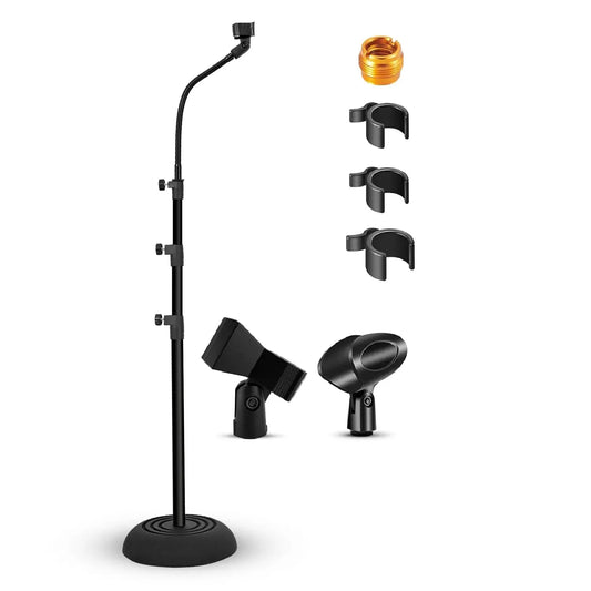 5Core Mic Stand Floor Adjustable Universal Heavy Duty Gooseneck Microphone Stands round Base Soporte De Micrófono - Reggae Kush