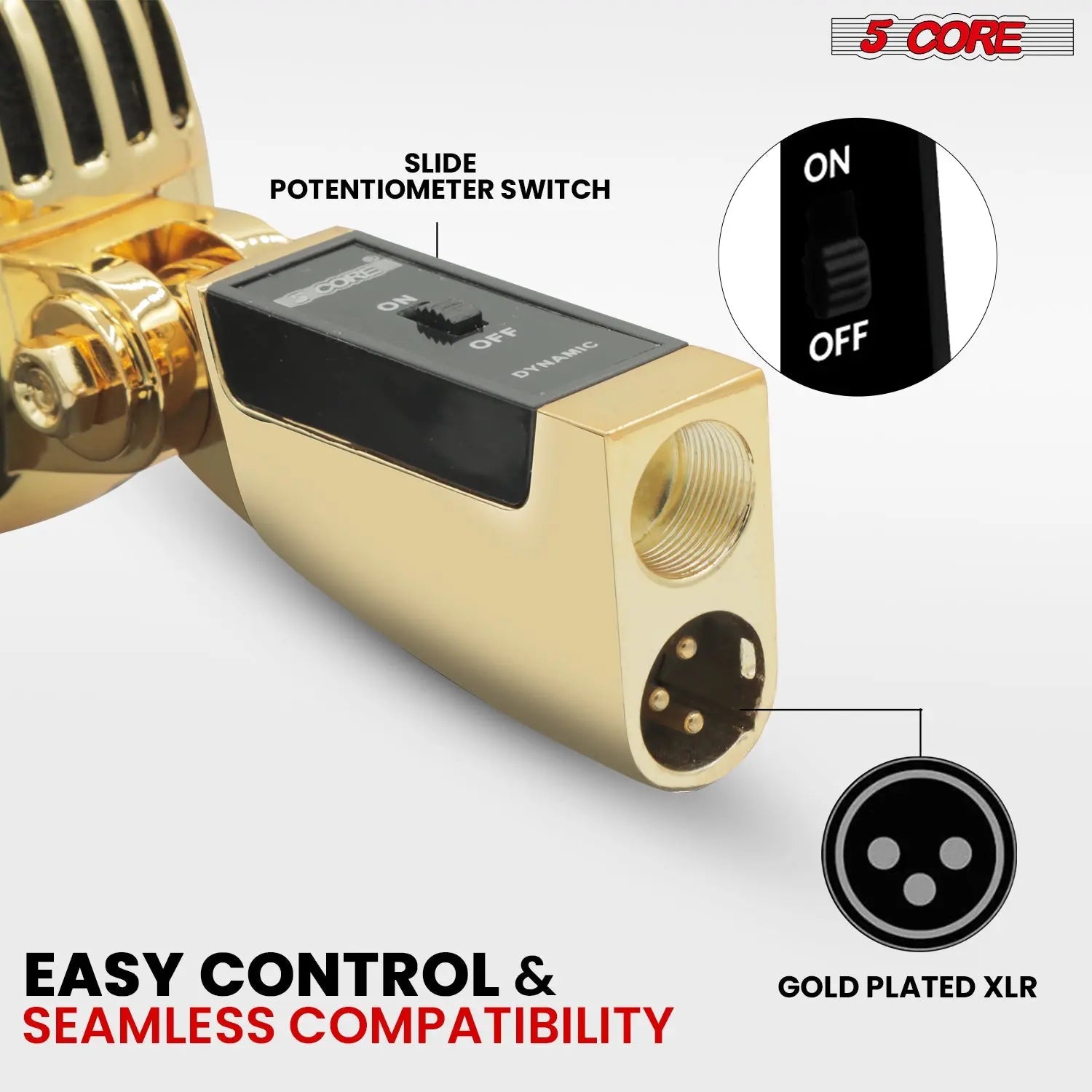 5Core Vintage Microphone Classic Dynamic Professional XLR Studio Retro Style Mic Gold - Reggae Kush