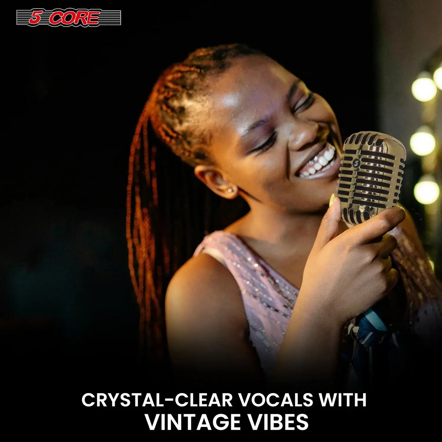 5Core Vintage Microphone Classic Dynamic Professional XLR Studio Retro Style Mic Gold - Reggae Kush