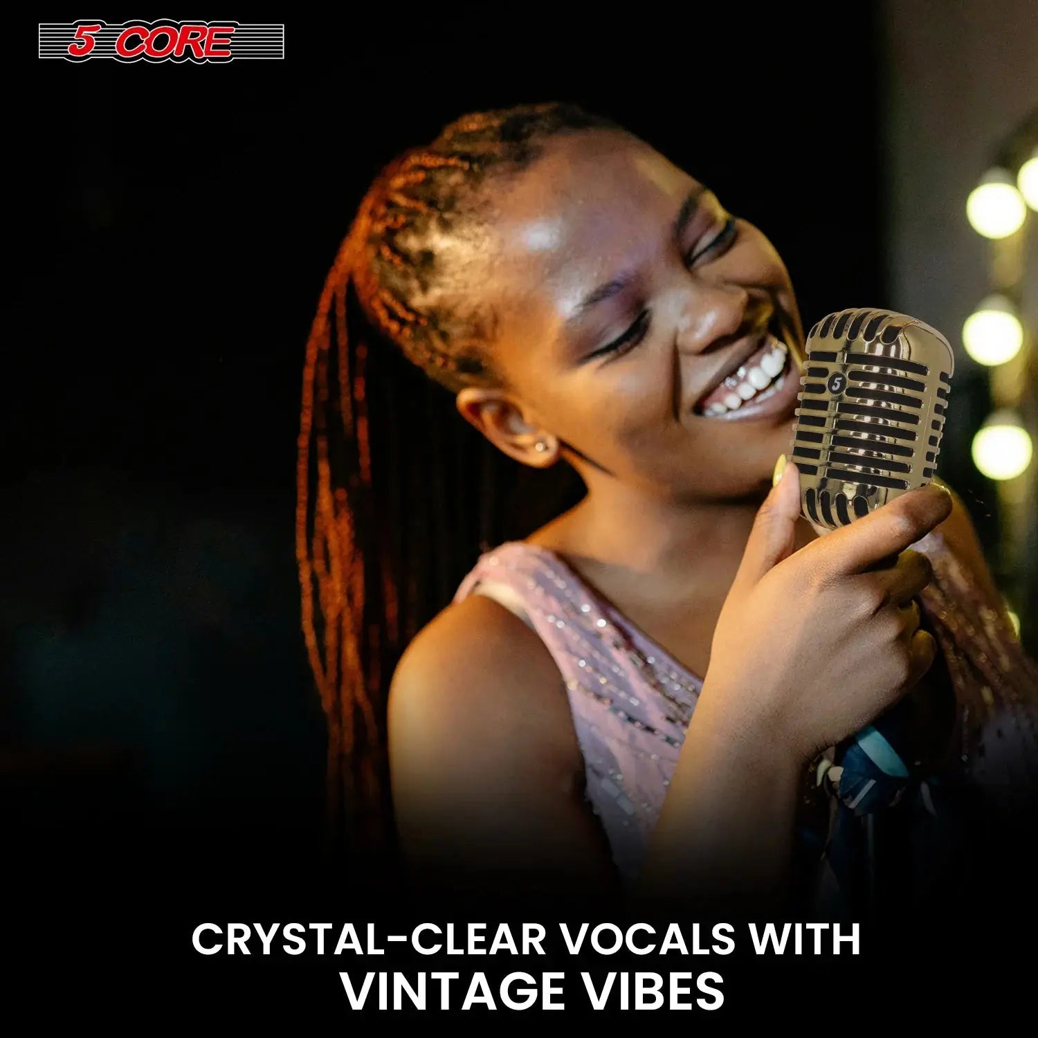 5Core Vintage Microphone Classic Dynamic Professional XLR Studio Retro Style Mic Gold - Reggae Kush