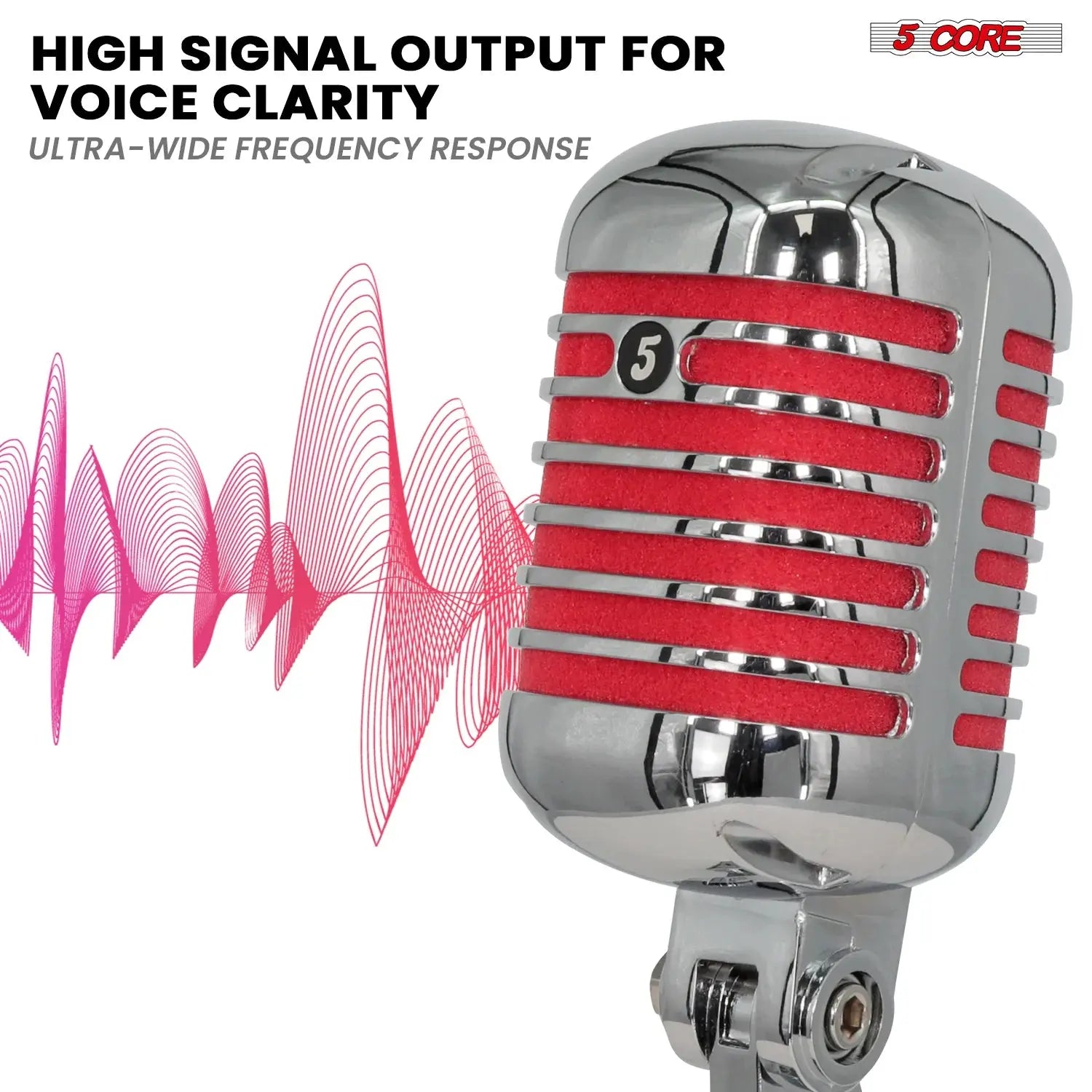 5Core Vintage Microphone Classic Dynamic Professional XLR Studio Retro Style Mic RED - Reggae Kush