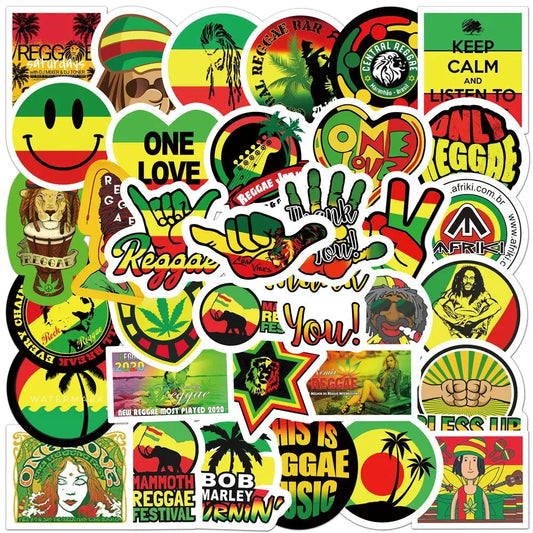 Bob Marley Stickers - 30/50pcs Reggae Music Decals - Waterproof Vinyl for Laptops, Skateboards & More! - Reggae Kush