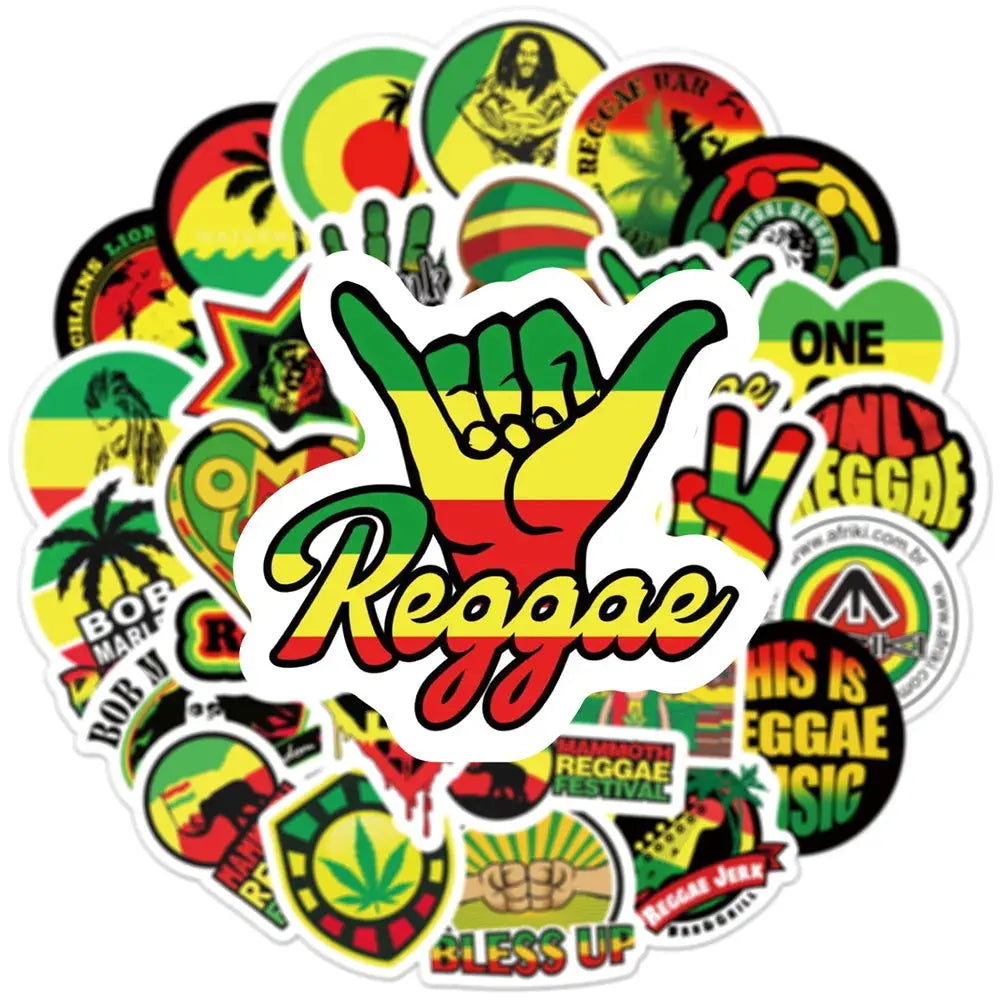 Bob Marley Stickers - 30/50pcs Reggae Music Decals - Waterproof Vinyl for Laptops, Skateboards & More! - Reggae Kush