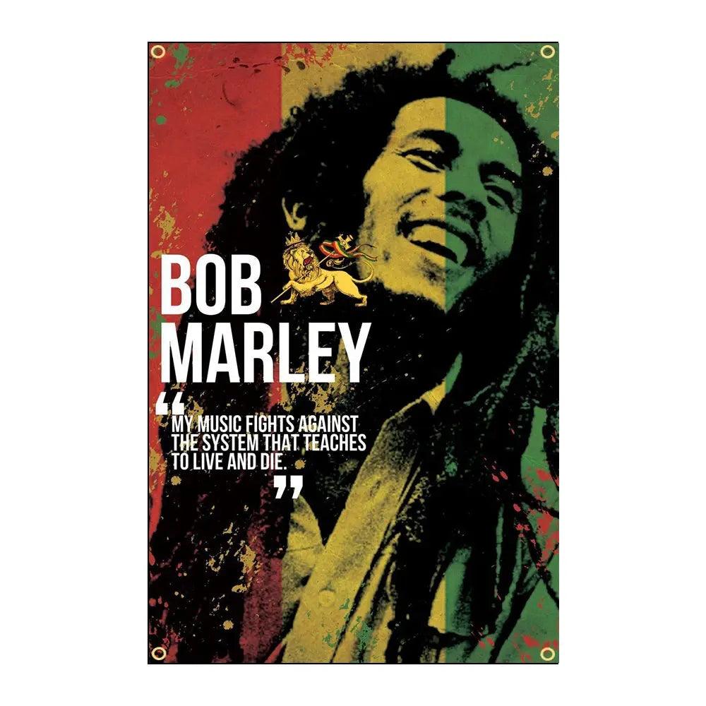 Bob Marley Tapestry Banner - 3x5 ft Reggae Flag for Home Decor & Music Room - Rasta Colors - Reggae Kush