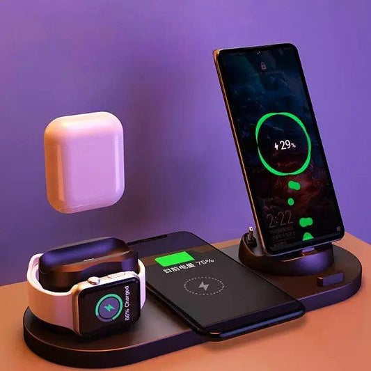 IrieCharge™ 6-in-1 Wireless Charger - iPhone & Apple Watch - 15W Fast Charging - Reggae Kush