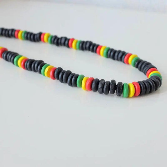 Rasta Jamaican Wooden Bead Bracelet - Reggae Kush Unity Jewelry - Handmade - Reggae Kush