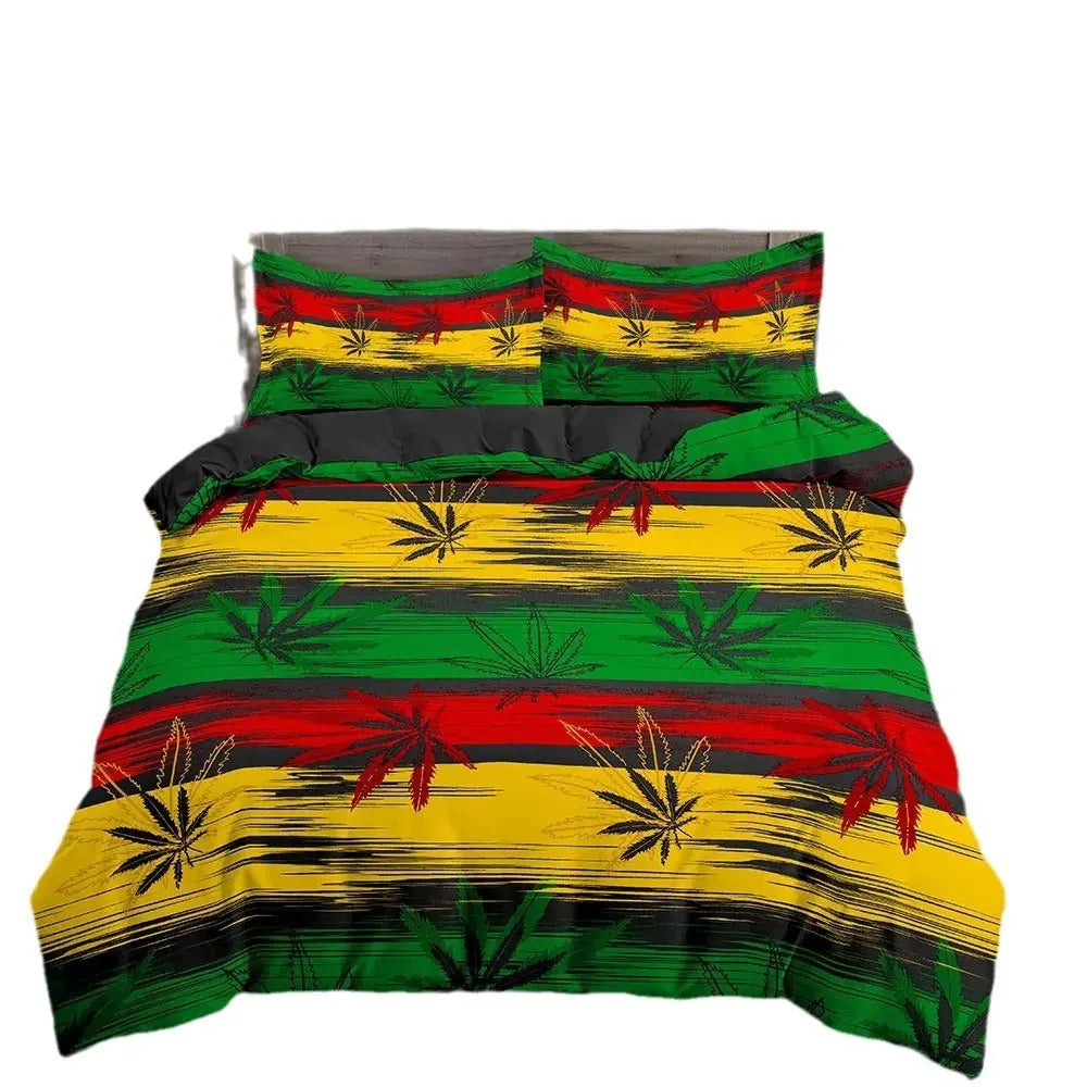 Weed Leaf Bedding Set - Reggae Kush